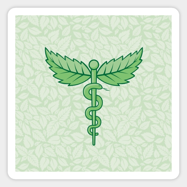 Caduceus with Leaves Background Magnet by sifis